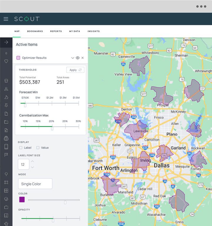 Buxton SCOUT UI exploring scenarios of recommended change