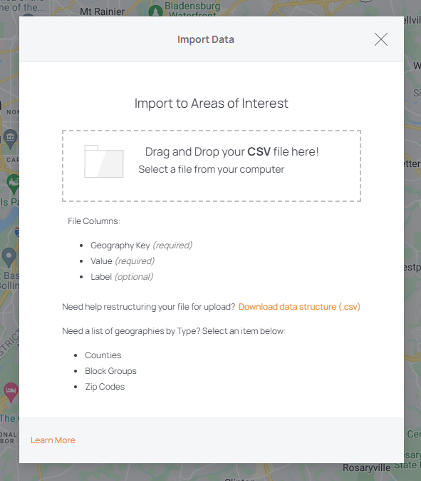 Import more Areas of Interest data