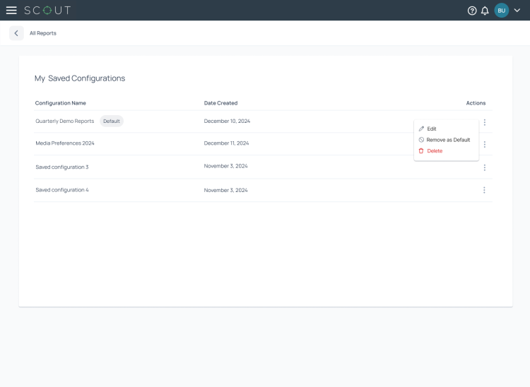 Save multiple combinations of report settings as templates for quick and easy reporting